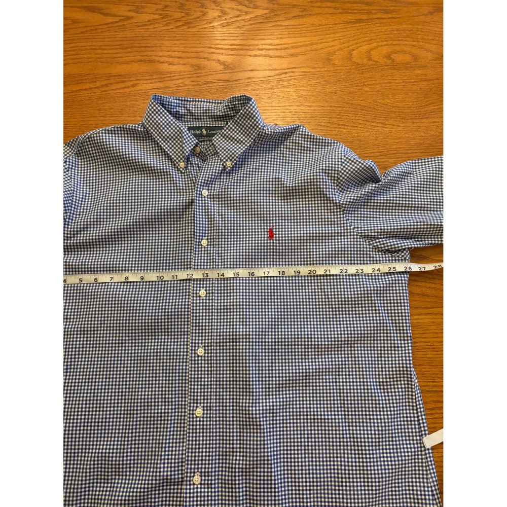Ralph Lauren Mens XXL Custom Fit Gingham Button Down Shirt Blue White Preppy - Picture 5 of 10